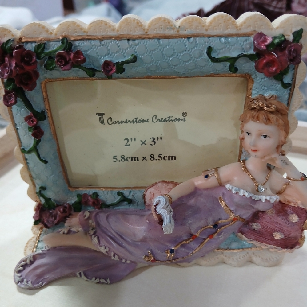 Victorian Style Picture Frame with Purple Accents